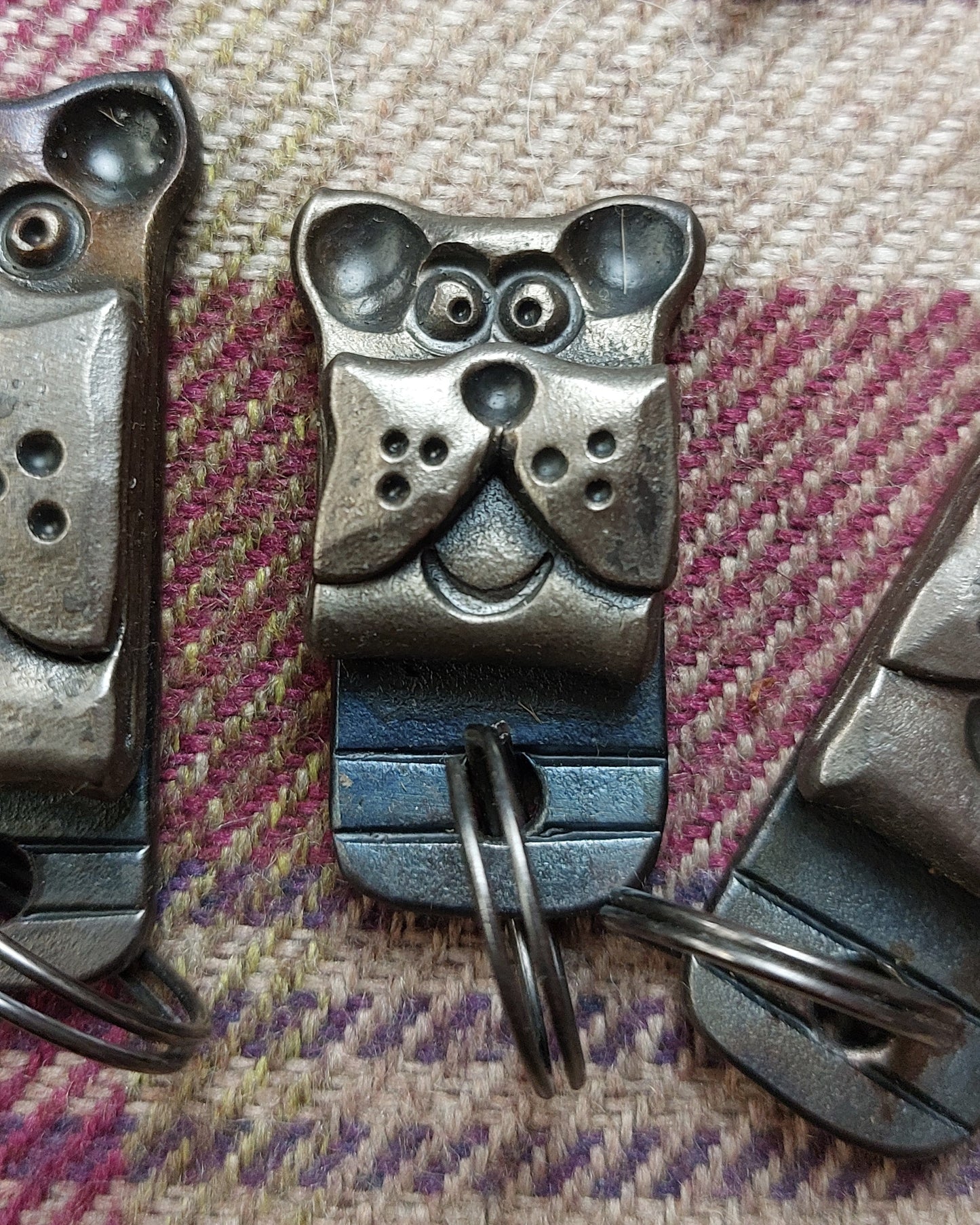 Forged Dogs Head Keyrings