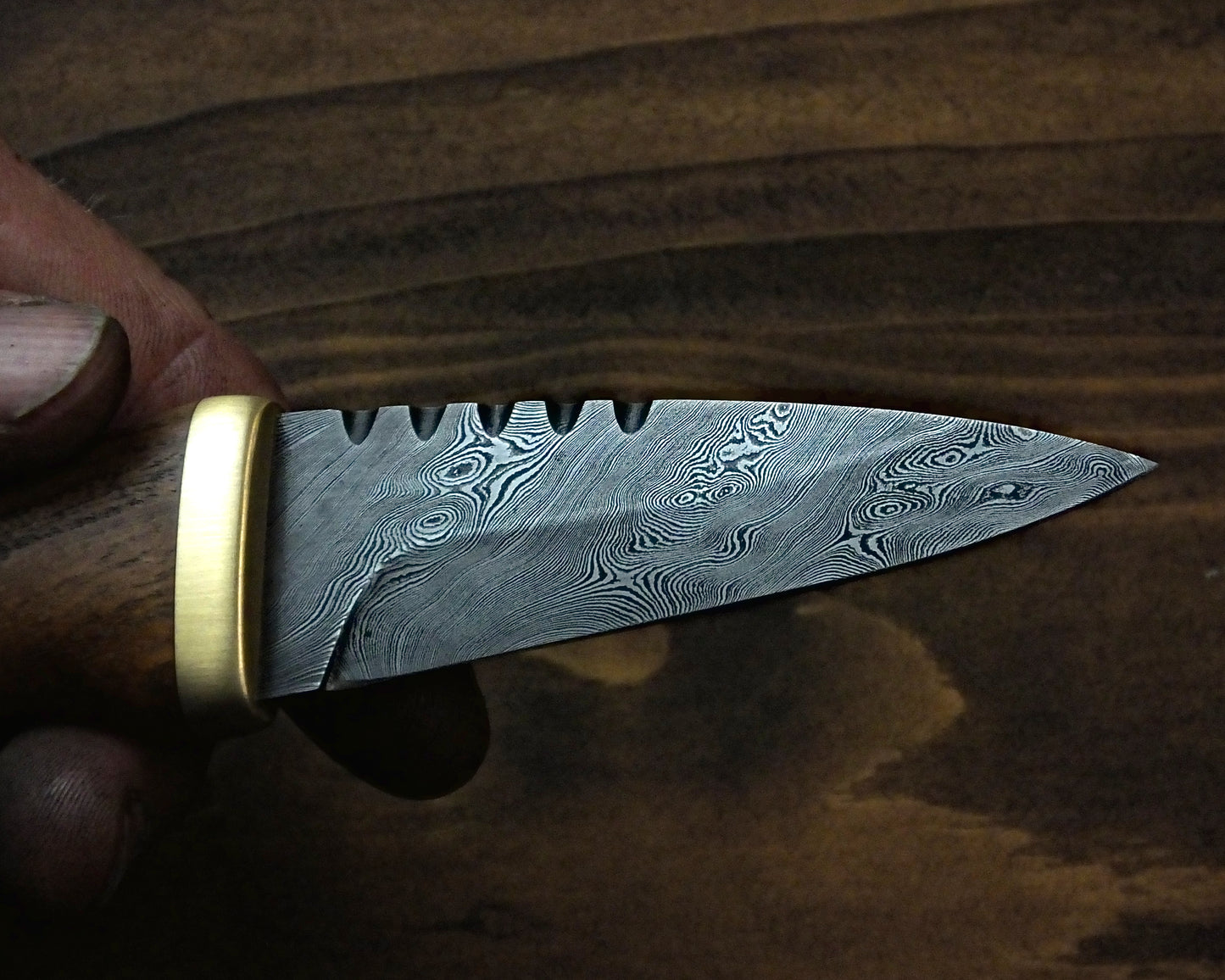 Damascus Sgian Dubh - 240 layer Twist - Sycamore & Brass Handle