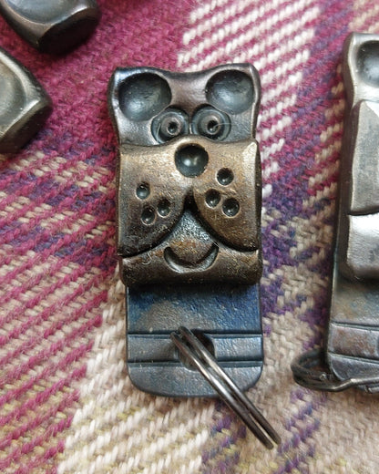 Forged Dogs Head Keyrings