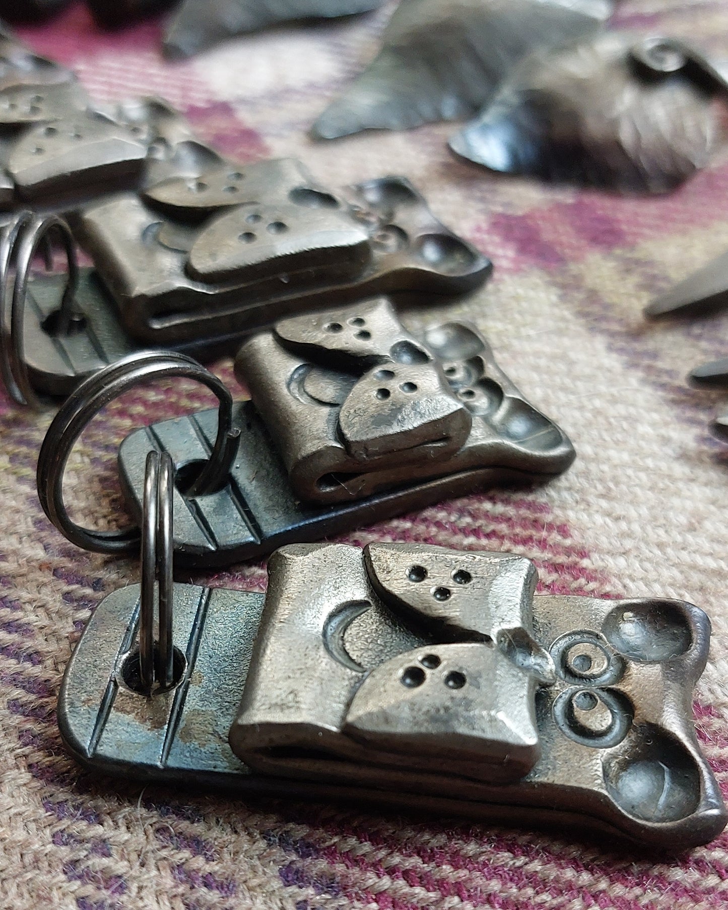 Forged Dogs Head Keyrings