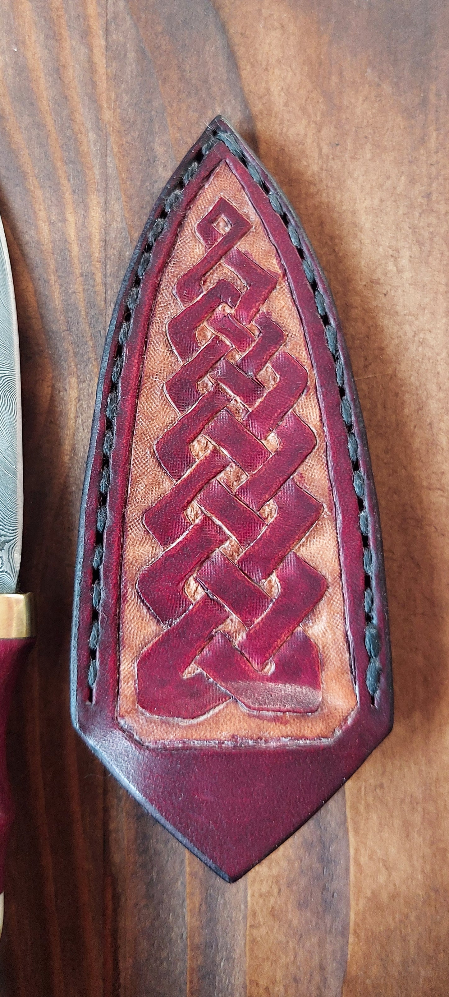 Damascus Sgian Dubh - 240 layer Twist - Purpleheart, Brass & Antler Handle.