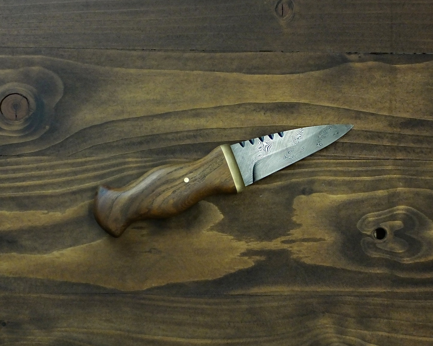 Damascus Sgian Dubh - 240 layer Twist - Sycamore & Brass Handle
