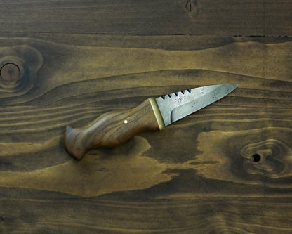 Damascus Sgian Dubh - 240 layer Twist - Sycamore & Brass Handle