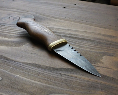 Damascus Sgian Dubh - 240 layer Twist - Sycamore & Brass Handle