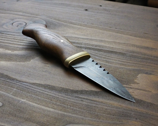 Damascus Sgian Dubh - 240 layer Twist - Sycamore & Brass Handle