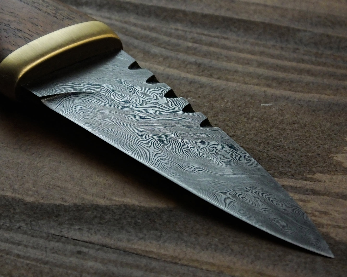 Damascus Sgian Dubh - 240 layer Twist - Sycamore & Brass Handle