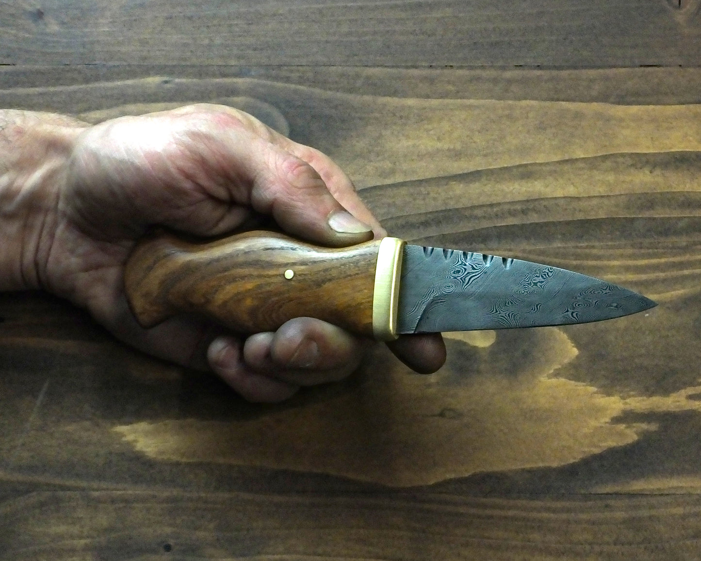 Damascus Sgian Dubh - 240 layer Twist - Sycamore & Brass Handle