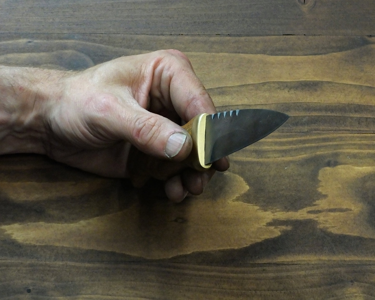 Damascus Sgian Dubh - 240 layer Twist - Sycamore & Brass Handle