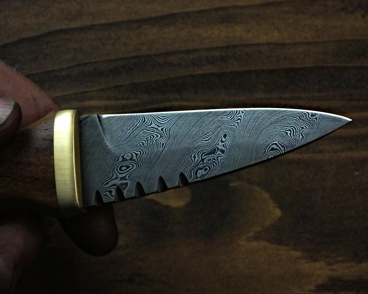 Damascus Sgian Dubh - 240 layer Twist - Sycamore & Brass Handle