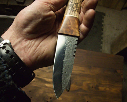 Sgian Dubh - Brut de forge finish - 3 piece handle - The Iron Haggis - Kitchen Knife